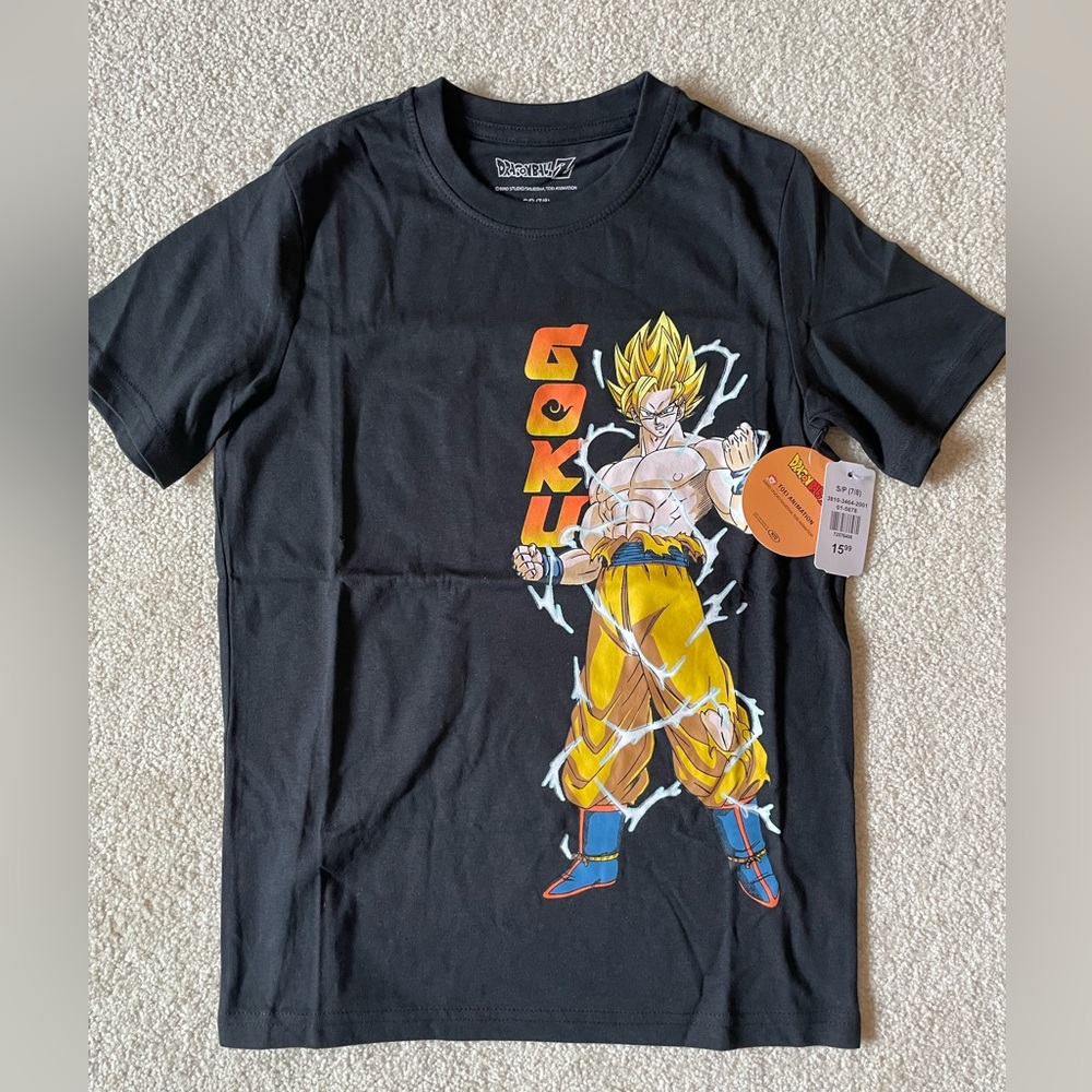 Dragon Ball Z Goku Short Sleeve Tee - Black with Yellow Graphic 7-8T
